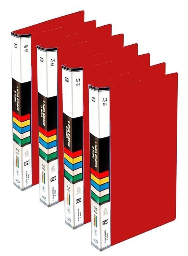HCS Plastic File Folder 2D Ring Binder A4 Size Tough & Efficient and Elegant Document Storage, School Project Binders, Contemporary Design for Neat Organization (RED, Pack of 8) - Image 2