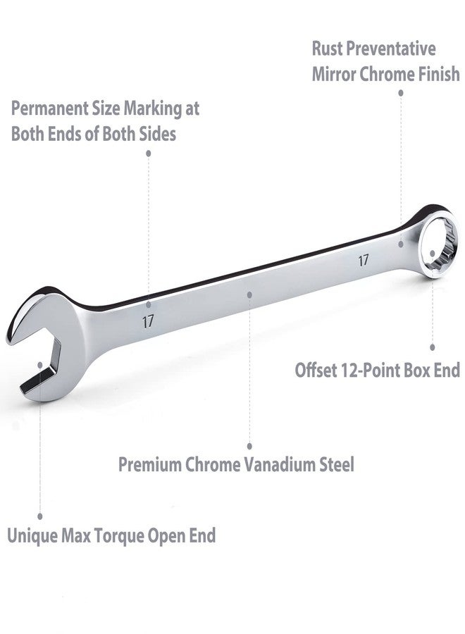 EFFICERE Max Torque 20-Piece Premium Metric and SAE Combination Wrench Set in Rack | Metric Size 8mm - 19mm, Inch Size 5/16” - 3/4” | Longer Wrench Body Design, Chrome Vanadium Steel, Unique V-Groove Open End - Image 5