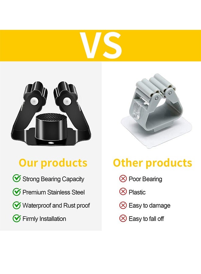 4 Piece Broom And Mop Holder, Heavy Duty Garden Tool Organizer Rake And Shovel Handles, Stainless Steel Mop Hook. Wall Mounted Utility Rack With Screws - Image 2