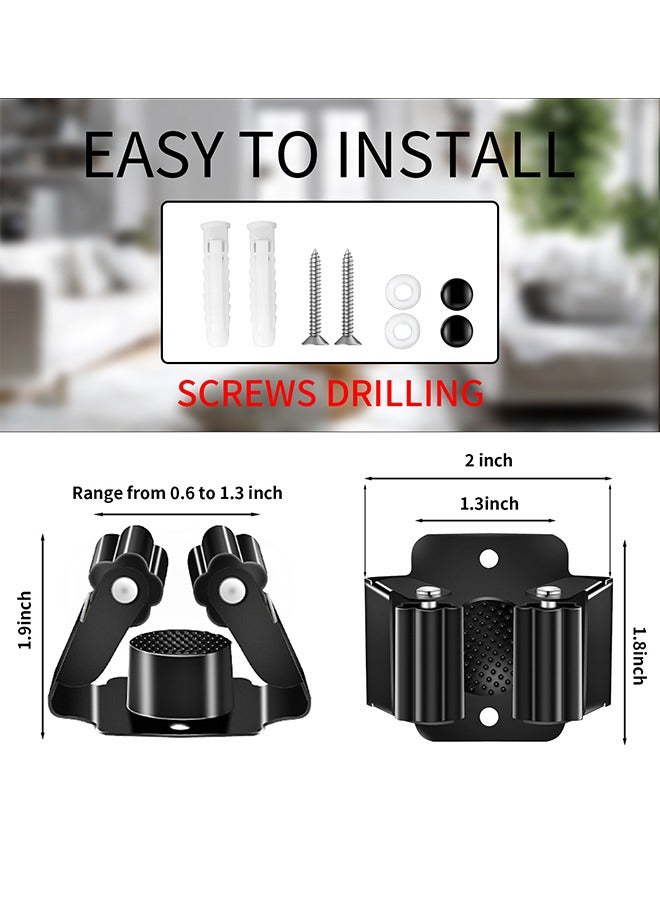 4 Piece Broom And Mop Holder, Heavy Duty Garden Tool Organizer Rake And Shovel Handles, Stainless Steel Mop Hook. Wall Mounted Utility Rack With Screws - Image 4