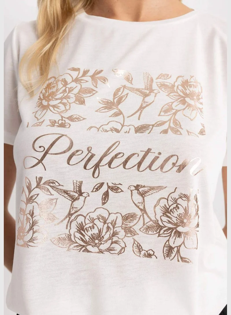 DeFacto Woman Crew Neck Knitted Short Sleeve T-Shirt