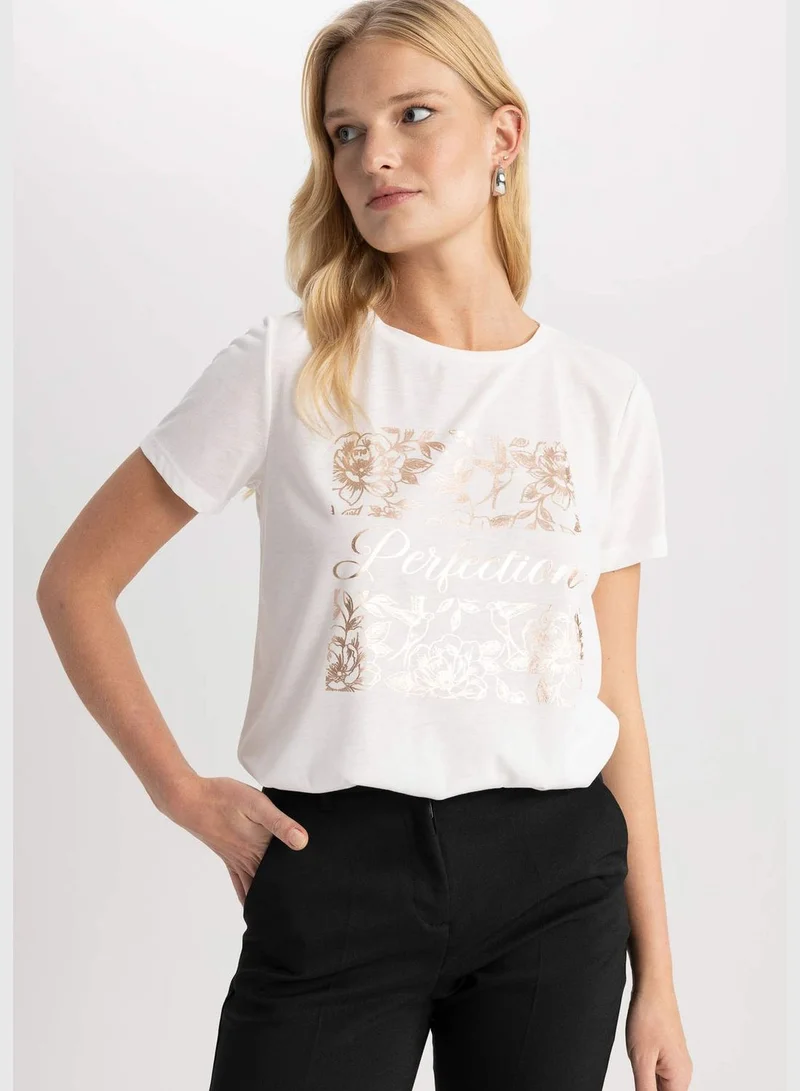 DeFacto Woman Crew Neck Knitted Short Sleeve T-Shirt