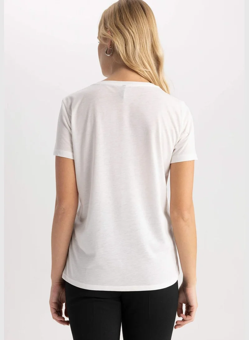 DeFacto Woman Crew Neck Knitted Short Sleeve T-Shirt