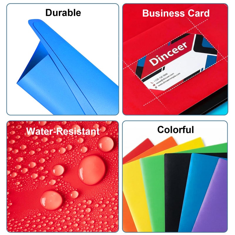 Dinceer Plastic Folders with Pockets (7 Pack Assorted Colors) - Heavy Duty Poly File Folders, Letter Size with Card Slot for School Office Organization - Dinceer - Image 4