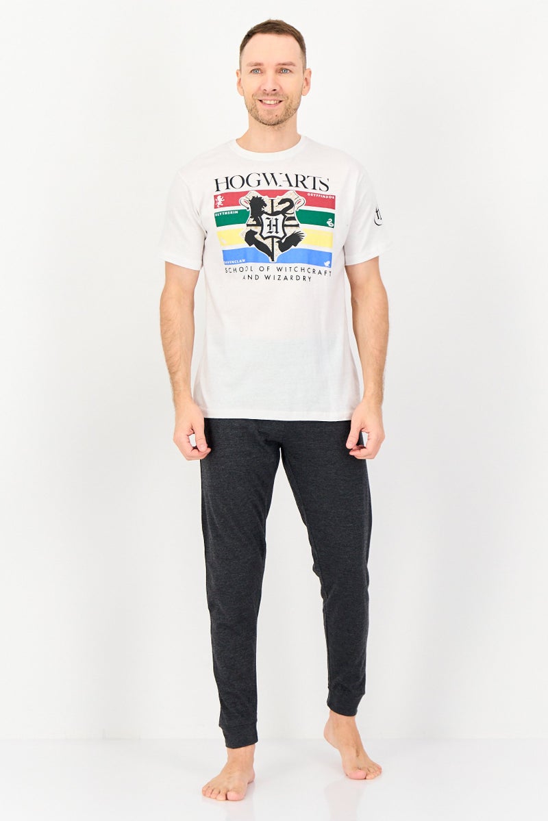 Harry Potter Men 2 Pcs Graphic Print Short Sleeve And Pajama Pants Set, Multicolor - Image 1