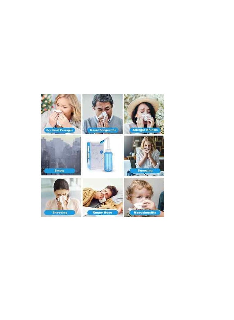 BAIG - Nose Wash Cleaner 300ml Nasal Wash Bottle Pot Device Adults Children Sinusitis Nose Protector Moistens Cleaning Tools - Image 1