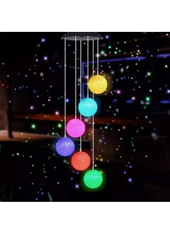 Evolluxi Evolluxi Color Changing Solar Wind ChimeLED Solar Powered Crystal Ball Wind ChimesWind Bell Lights Wind Mobile Solar Lights for Garden Patio Yard Home Decoration Ball  - Image 1