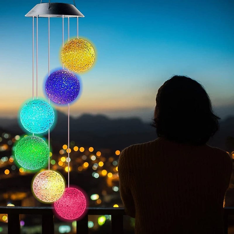 Evolluxi Evolluxi Color Changing Solar Wind ChimeLED Solar Powered Crystal Ball Wind ChimesWind Bell Lights Wind Mobile Solar Lights for Garden Patio Yard Home Decoration Ball  - Image 5