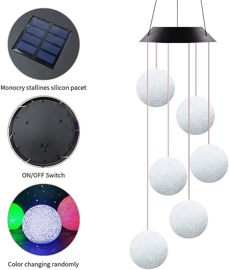 Evolluxi Evolluxi Color Changing Solar Wind ChimeLED Solar Powered Crystal Ball Wind ChimesWind Bell Lights Wind Mobile Solar Lights for Garden Patio Yard Home Decoration Ball  - Image 4