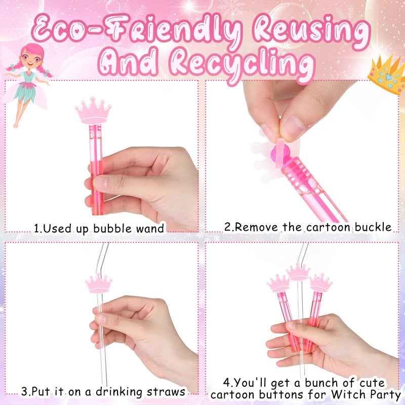 Rotatingpals 24 Pcs Princess Crown Bubble Wands Pink Party Favors Decorations for Witch Princess Theme Birthday Decoration Cosplay Party Decor Summer Birthday Gifts PiÃ±ata Filler Goodies Bag Stuffers - Image 3