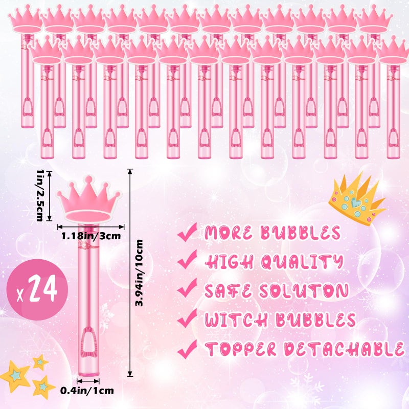 Rotatingpals 24 Pcs Princess Crown Bubble Wands Pink Party Favors Decorations for Witch Princess Theme Birthday Decoration Cosplay Party Decor Summer Birthday Gifts PiÃ±ata Filler Goodies Bag Stuffers - Image 2