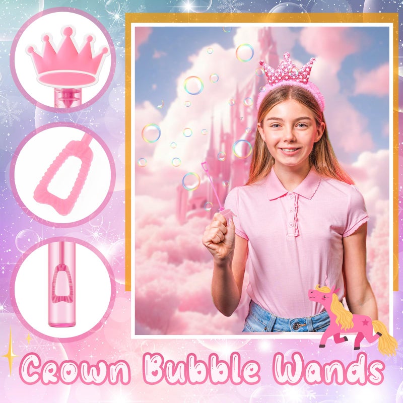 Rotatingpals 24 Pcs Princess Crown Bubble Wands Pink Party Favors Decorations for Witch Princess Theme Birthday Decoration Cosplay Party Decor Summer Birthday Gifts PiÃ±ata Filler Goodies Bag Stuffers - Image 4