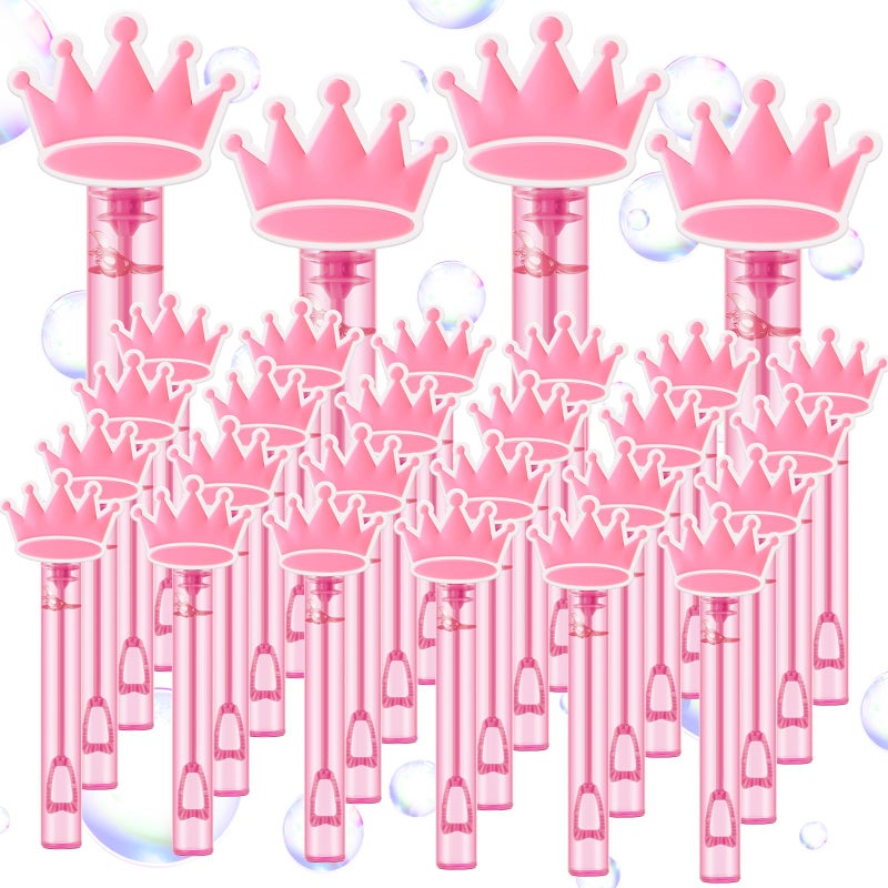 Rotatingpals 24 Pcs Princess Crown Bubble Wands Pink Party Favors Decorations for Witch Princess Theme Birthday Decoration Cosplay Party Decor Summer Birthday Gifts PiÃ±ata Filler Goodies Bag Stuffers - Image 1