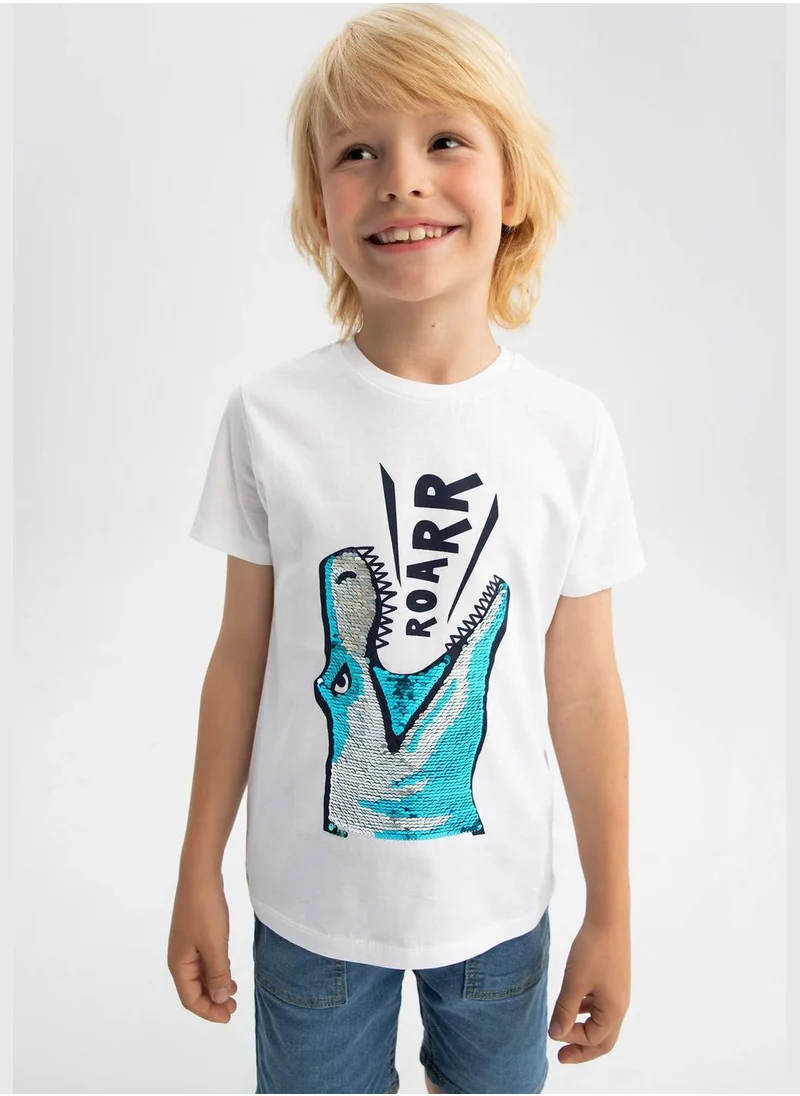 DeFacto Regular Fit Short Sleeve Dinasour Print T-Shirt