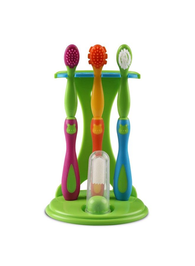 Luvlap مجموعة العناية بالفم للأطفال من 4 مراحل للأسنان واللثة الأساسية للأطفال الرضع والأطفال الصغار وأداة تدليك اللثة للأطفال وفرشاتين للأطفال الصغار وفرشاة أسنان واحدة للتدريب خالية من مادة BPA للأطفال حديثي الولادة حتى 60 شهرًا - Image 1