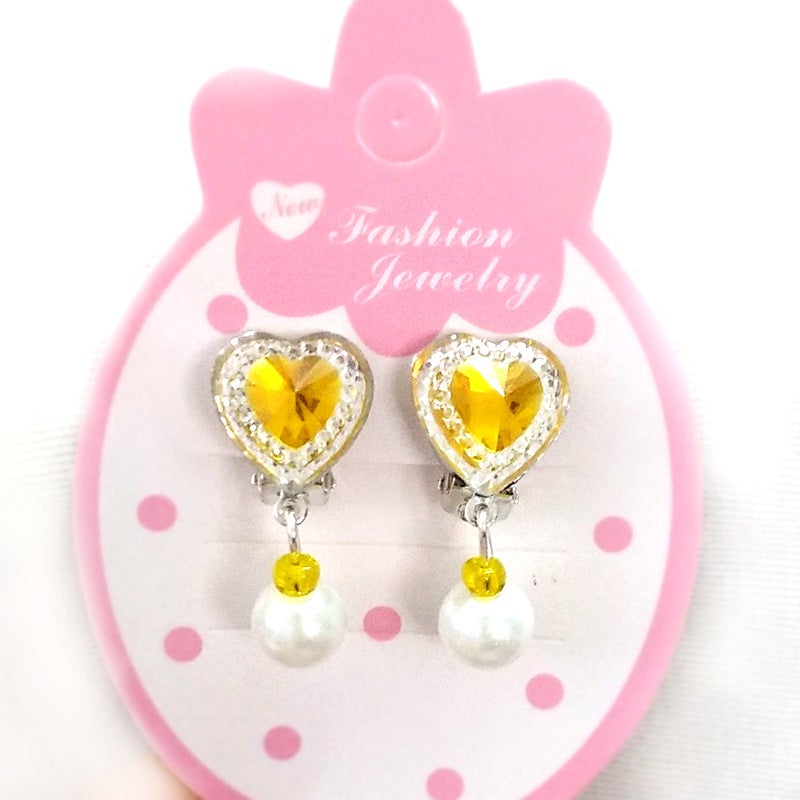 Children'S Ear Clip Earrings Princess No Ear Holes Women'S Fake Earrings Love Flash Diamond Children'S Earrings Ear Pendant Ear Accessories - Image 2
