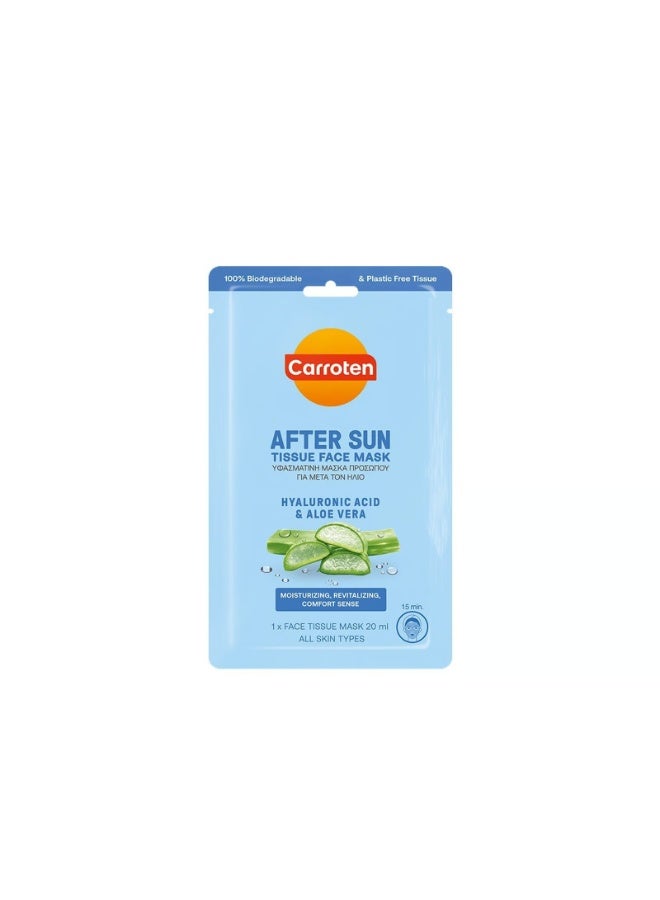 Carroten After Sun Hyaluronic Acid & Aloe Vera Tissue Face Mask x1 - Image 1