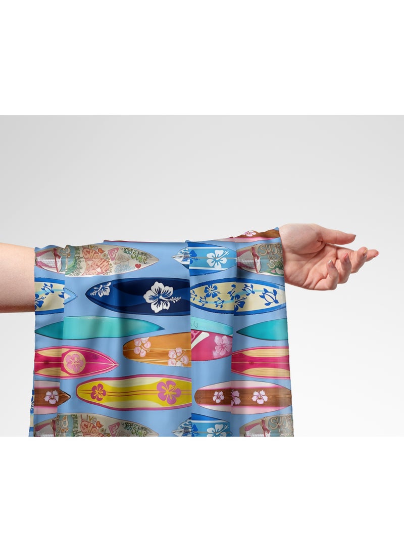 فيلاتو Ø¬Ù„Ø§Ø¨ÙŠØ© Ù…Ø®ÙˆÙŠØ± Ù…Ù† Ù‚Ù…Ø§Ø´ Ø­Ø±ÙŠØ± Ø§Ù„Ù„ÙŠÙ„ Ø¹Ø±Ø§Ù…Ù†ÙŠ Ø¨Ø§Ù„ÙŠØ§Ø±Ø¯Ø©ØŒ Ù†Ù…Ø· Ù„ÙˆØ­ Ø±ÙƒÙˆØ¨ Ø§Ù„Ø£Ù…ÙˆØ§Ø¬ Ø¨Ø§Ù„Ù„ÙˆÙ† Ø§Ù„Ø£Ø²Ø±Ù‚ ÙˆØ§Ù„ÙˆØ±Ø¯ÙŠØŒ Ø®ÙŠØ§Ø·Ø© 58 Ø¨ÙˆØµØ© Ø¹Ø±Ø¶ - Image 1