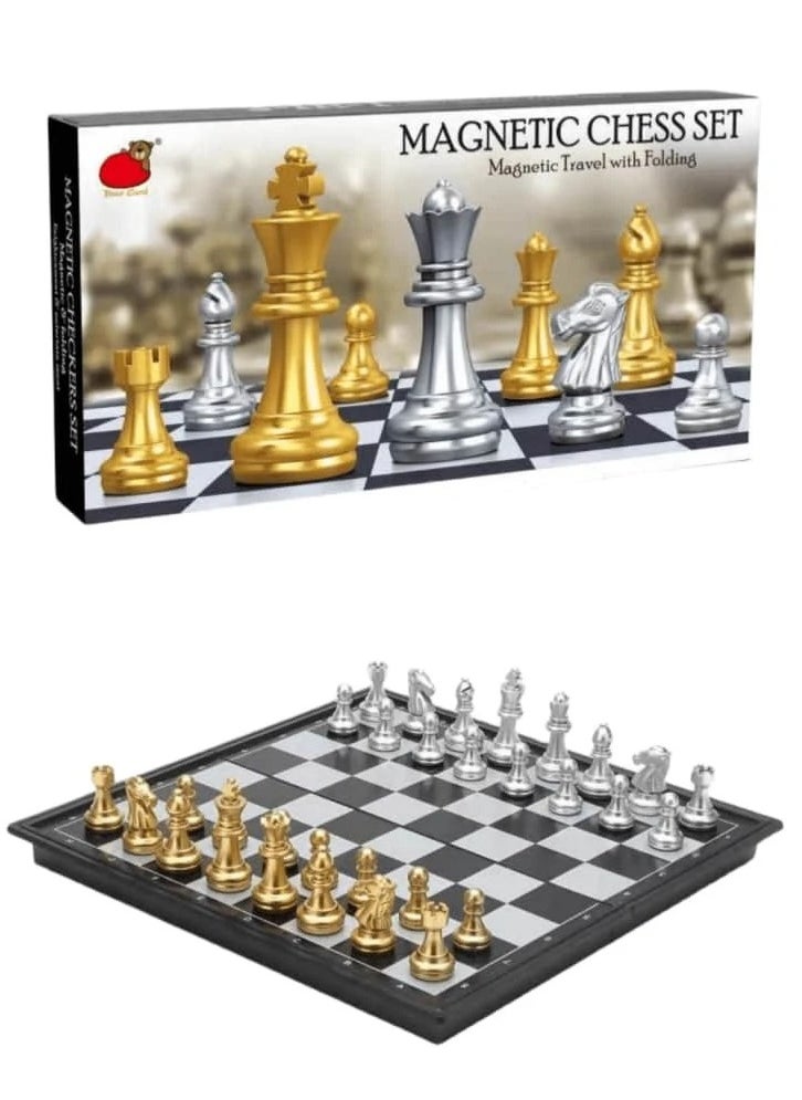 FUN MOMENT - Magnetic Chess Board Foldable Gold Silver Chess Pieces - Image 1