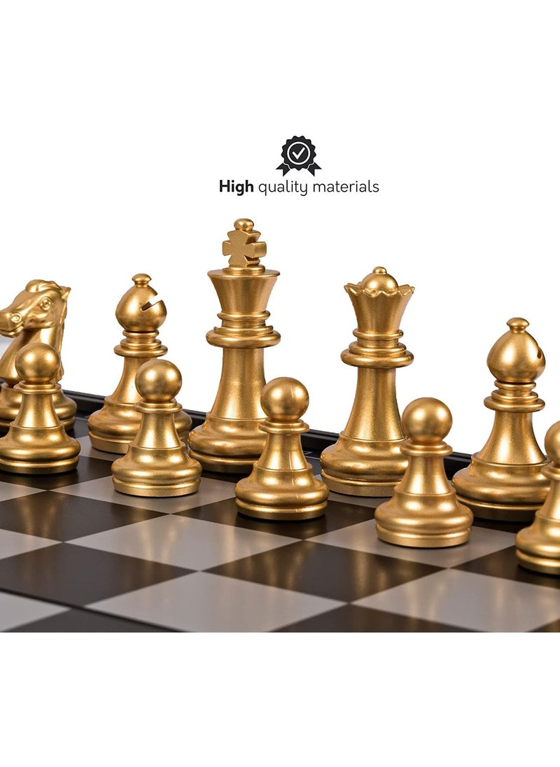 FUN MOMENT - Magnetic Chess Board Foldable Gold Silver Chess Pieces - Image 1