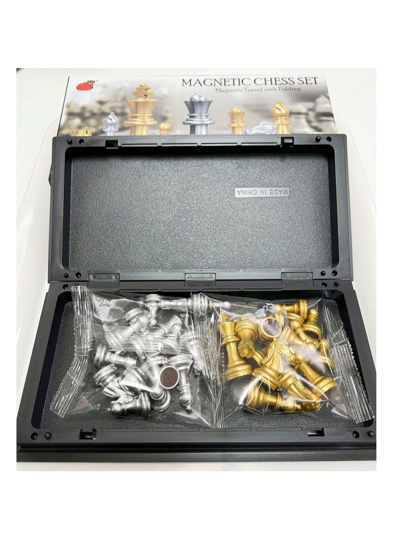 FUN MOMENT - Magnetic Chess Board Foldable Gold Silver Chess Pieces - Image 1