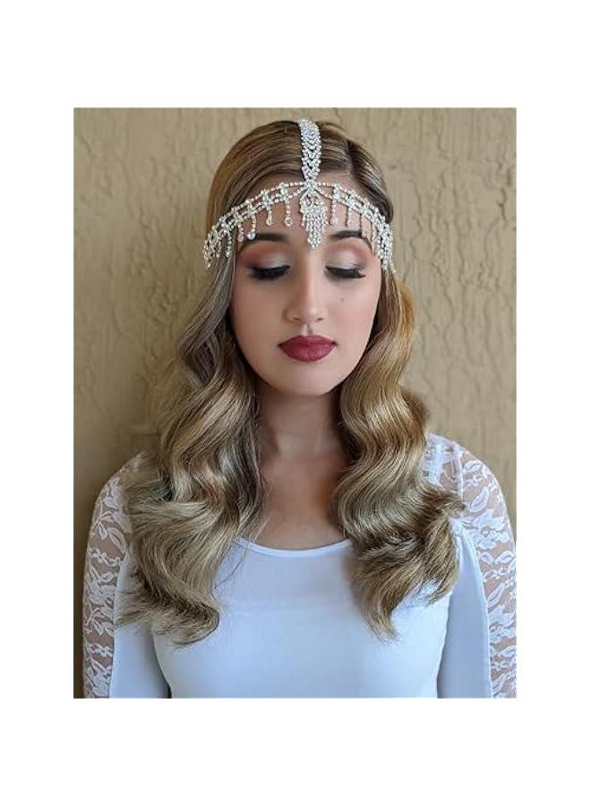 1920s Headband Great Gatsby Headpiece Rhinestone 1920s Headband Flapper Hair Accessories for Costume Party Head Cap - Image 2