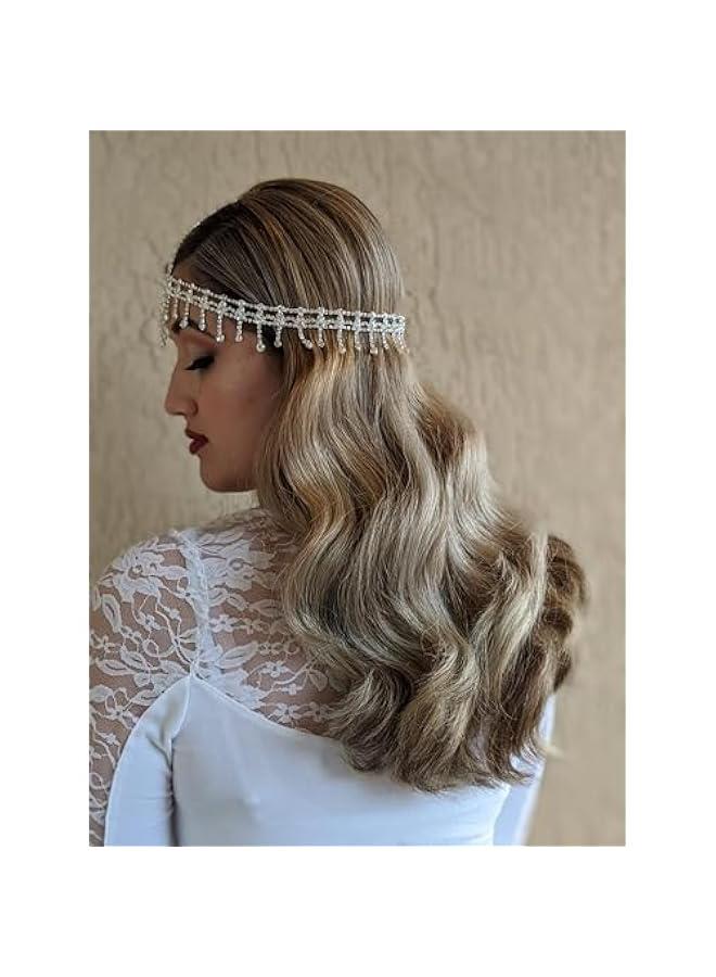 1920s Headband Great Gatsby Headpiece Rhinestone 1920s Headband Flapper Hair Accessories for Costume Party Head Cap - Image 3