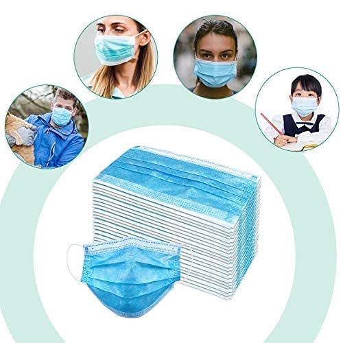 Wecolor 100 Pcs Disposable 3 Ply Earloop Face Masks, Suitable for Home, School, Office and Outdoors (Blue) - Image 4