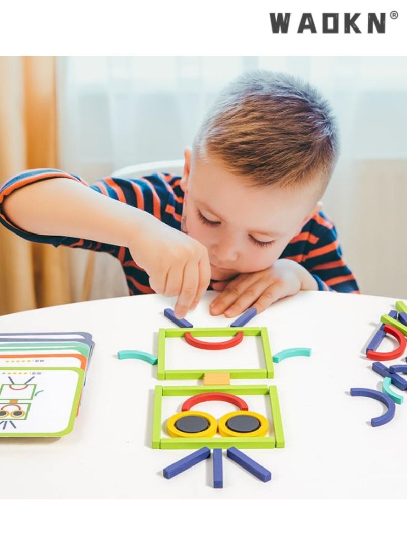 WAOKN Children's Educational Logic Training Game, Wooden Sticks and Rings Puzzle Toy, Ideal for Developing Hand-Eye Coordination and Spatial Awareness,Preschool Learning,Cognitive Development  - Image 2