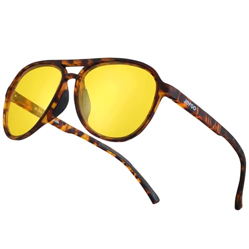 Jefoo Night Vision Glasses for Men Women Anti Glare Night Driving Glasses Polarized Yellow Lens - Image 1