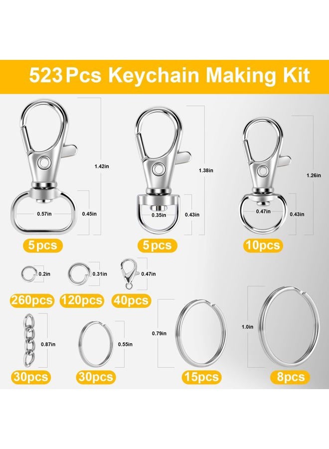 Sucrown 523PCS Keychain Making Kit, Keychain Making Supplies Including Keychains Clips Hooks, Key Chain Rings, Lobster Claw Clasps and Jump Rings for Jewelry Making Supplies, Crafts - Image 2