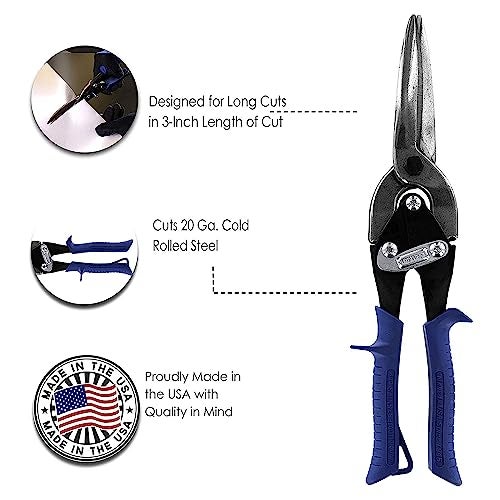 Midwest Snips MIDWEST Power Cutters Long Cut Snip - Straight Cut Regular Tinner Shears, Made in the USA - MWT-6716A - Image 2