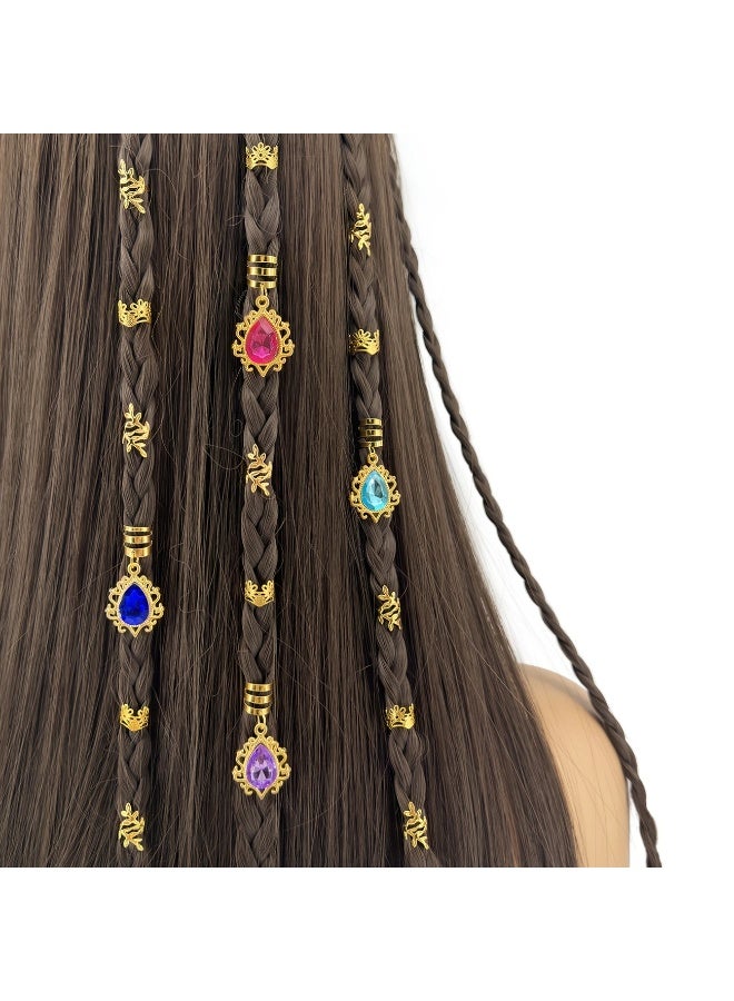 Goolsky 44pcs Vintage Bohemian Alloy Hair Beads, Gemstone Jewelry for Braids, Ideal for Girls and Women, Dance and Party Accessory - Image 1