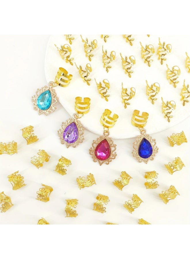 Goolsky 44pcs Vintage Bohemian Alloy Hair Beads, Gemstone Jewelry for Braids, Ideal for Girls and Women, Dance and Party Accessory - Image 2