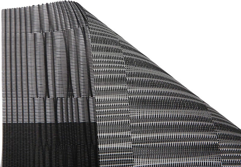 SHACOS Woven Vinyl Table Runners PVC Table Runners 12 x 36 inch Wipe Clean Reversible Plastic Weave Tabletop Counter Decor Mats Indoor Outdoor, Ombre Black and Gray - Image 5