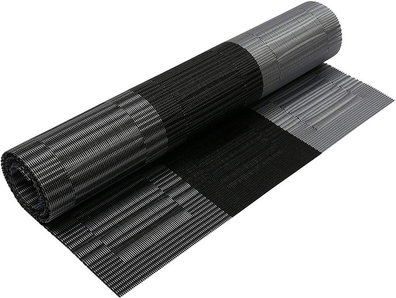 SHACOS Woven Vinyl Table Runners PVC Table Runners 12 x 36 inch Wipe Clean Reversible Plastic Weave Tabletop Counter Decor Mats Indoor Outdoor, Ombre Black and Gray - Image 3