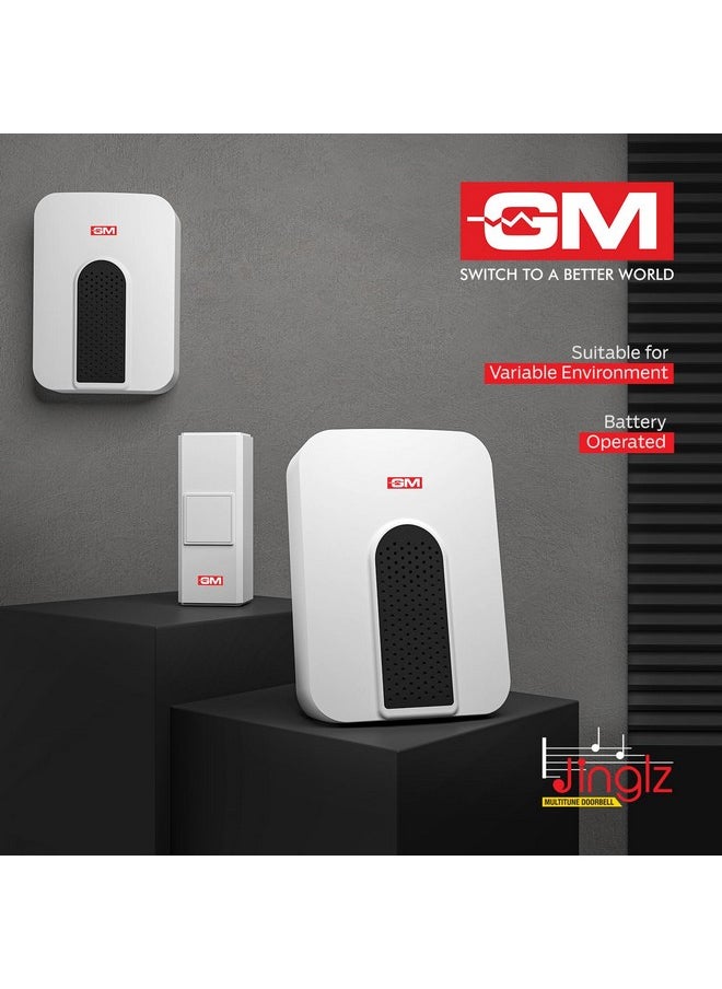 GM GM 4098 Jinglz Wireless Multitune Doorbell|with Remote| 30 Selectable Melodies| IP20 -White  - Image 3
