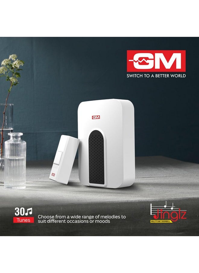 GM GM 4098 Jinglz Wireless Multitune Doorbell|with Remote| 30 Selectable Melodies| IP20 -White  - Image 2