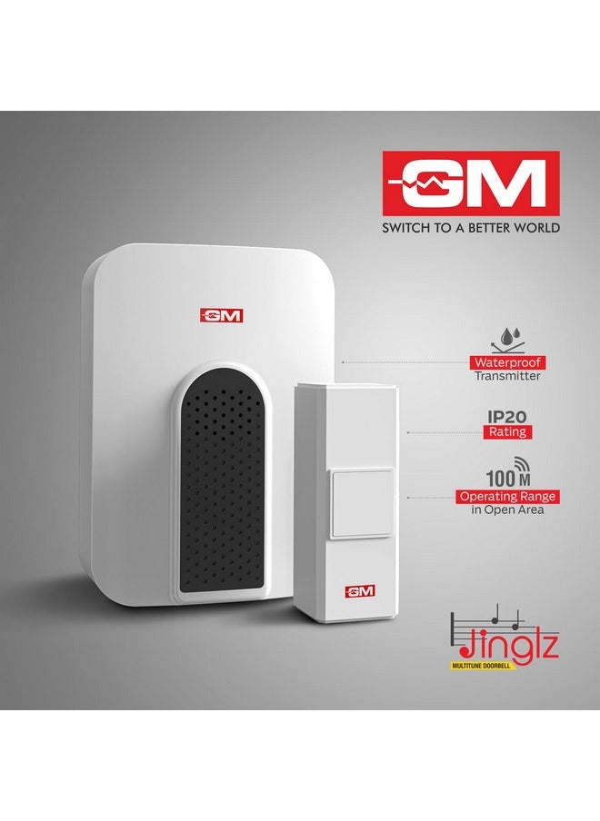 GM GM 4098 Jinglz Wireless Multitune Doorbell|with Remote| 30 Selectable Melodies| IP20 -White  - Image 5