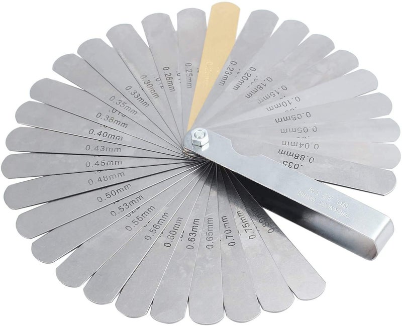 AI New 32 Piece Blades Steel Feeler Gauge 0.0015-0.035 inch / 0.04-0.88mm Dual Marked Metric and Imperial Gap Measuring Tool - Image 1
