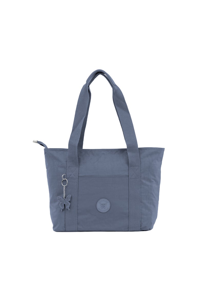 CAPRICE COLLECTION Versatile Large Shoulder Bag – Water-Resistant Nylon Handbag with Front Pocket, Luggage Strap, Multi Compartments, & Shoulder Strap – Lightweight Daily & Travel Bag, Lavender Blue  - Image 1