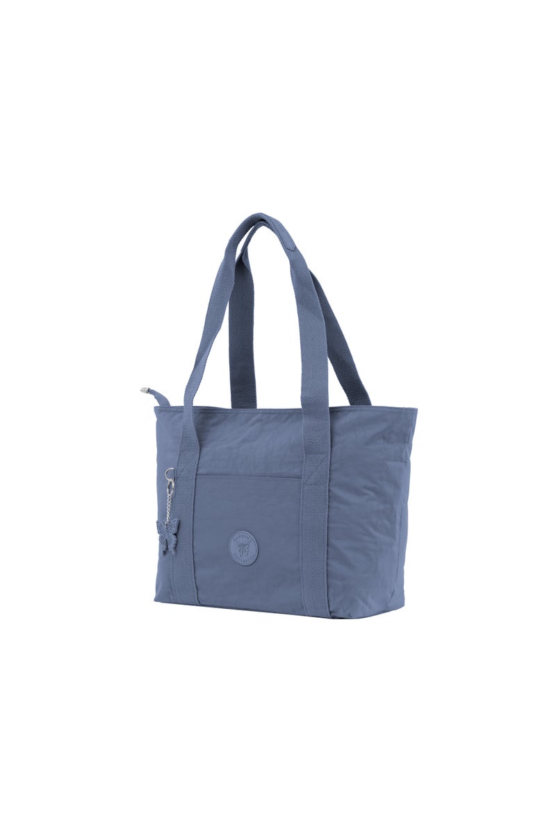 CAPRICE COLLECTION Versatile Large Shoulder Bag – Water-Resistant Nylon Handbag with Front Pocket, Luggage Strap, Multi Compartments, & Shoulder Strap – Lightweight Daily & Travel Bag, Lavender Blue  - Image 2