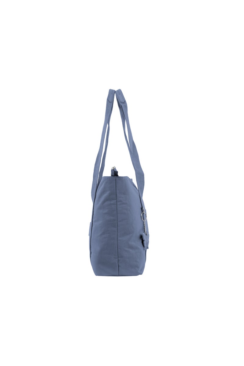 CAPRICE COLLECTION Versatile Large Shoulder Bag – Water-Resistant Nylon Handbag with Front Pocket, Luggage Strap, Multi Compartments, & Shoulder Strap – Lightweight Daily & Travel Bag, Lavender Blue  - Image 3