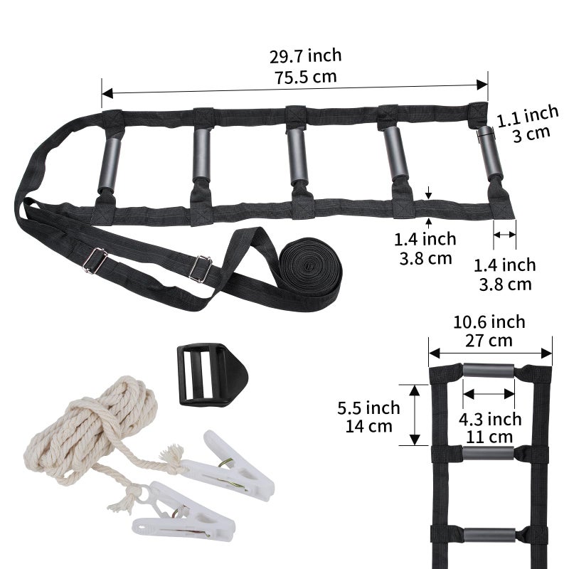 ZUEXT Bed Ladder Assist 160 Inch, Black Pull Up Assist Device w/ 5 Handles Grips, Adjustable Rope Ladder Straps, Sit Up Handle Helper for Elderly Seniors Adults Pregnant Injury Handicapped Patients - Image 2