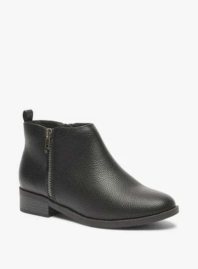 Flora Bella By Shoexpress Women's Textured Ankle Boots with Zip Closure