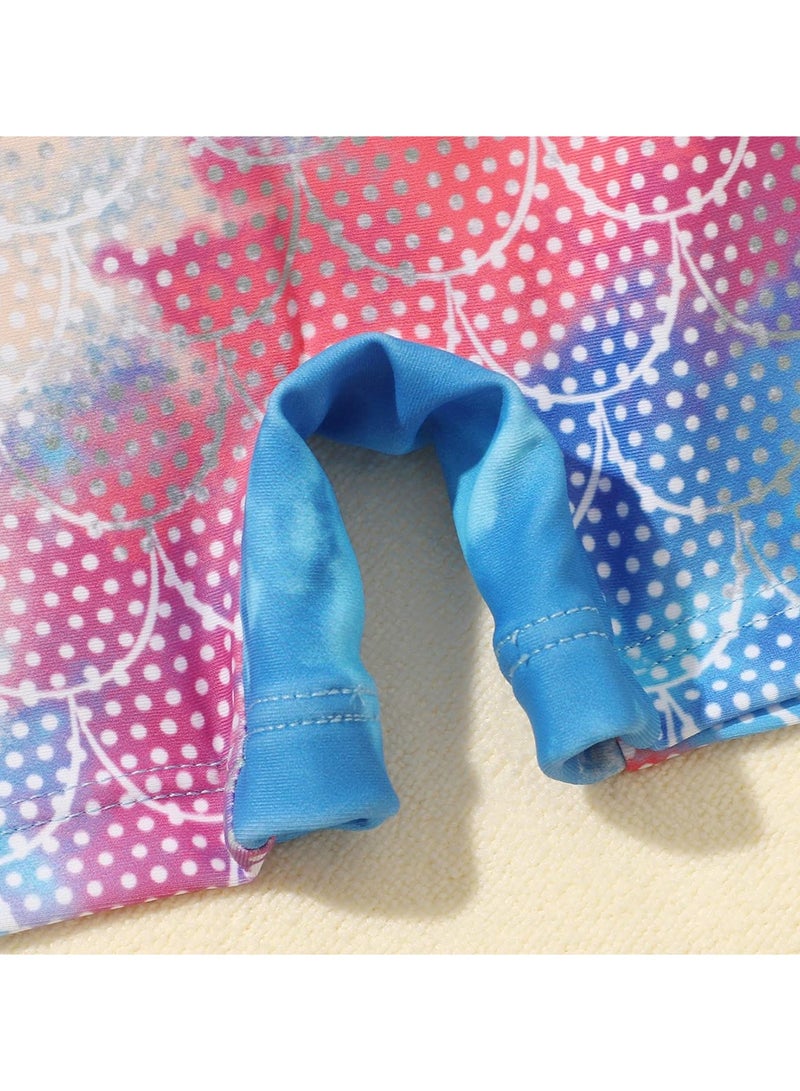 SYOSI بدلة سباحة عائمة للأطفال من قطعة واحدة مع طفو قابل للتعديل بدلة سباحة بأكمام قصيرة برسوم كرتونية (3-4 سنوات، أزرق + قشور سمكة) - Image 5