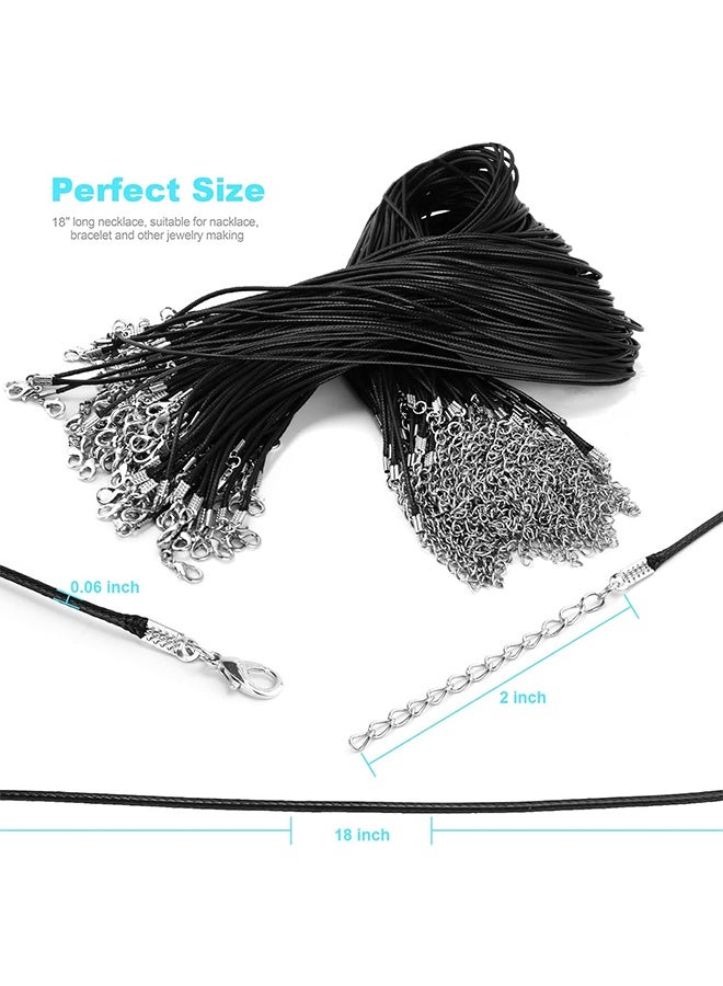 اتش واي 50 قطعة من حبل قلادة من الشمع مع مشبك لصنع الأساور والمعلقات، حبل قلادة شمعي بالجملة (أسود، 18 بوصة، 1.5 مم) - Image 2