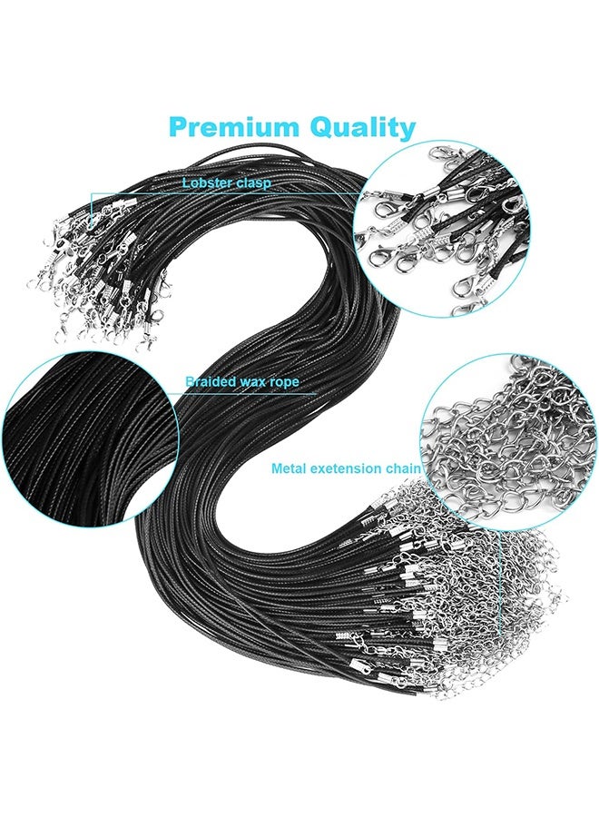 اتش واي 50 قطعة من حبل قلادة من الشمع مع مشبك لصنع الأساور والمعلقات، حبل قلادة شمعي بالجملة (أسود، 18 بوصة، 1.5 مم) - Image 3