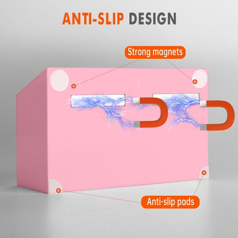 BEYGORM Magnetic Dry Erase Marker Holder for Whiteboard,Non-slip Acrylic Magnet Pen Holder for Fridge Refrigerator,Locker Organizer for Work,Locker Accessories,Pencil Cup for Desk(Pink) - Image 2