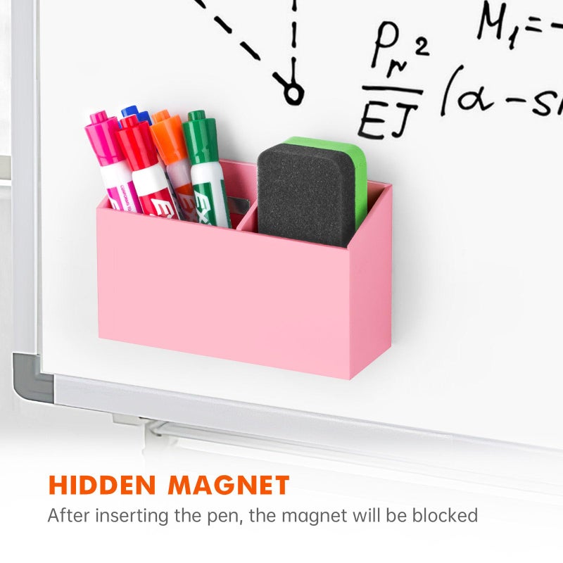 BEYGORM Magnetic Dry Erase Marker Holder for Whiteboard,Non-slip Acrylic Magnet Pen Holder for Fridge Refrigerator,Locker Organizer for Work,Locker Accessories,Pencil Cup for Desk(Pink) - Image 4